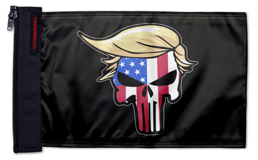 Trump Punisher 12"x18" Forever Wave Flag for Jeep Wrangler JLU 4-Door 2018-Present