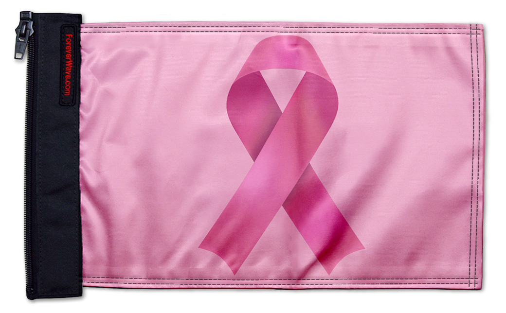 Pink Ribbon 12"x18" Forever Wave Flag for Jeep Wrangler JKU 4-Door 2007-2018