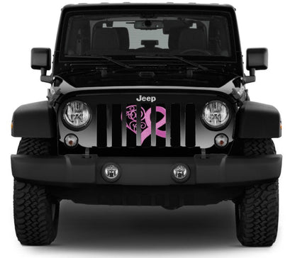Pink Hearts Breast Cancer Ribbon Grille Insert