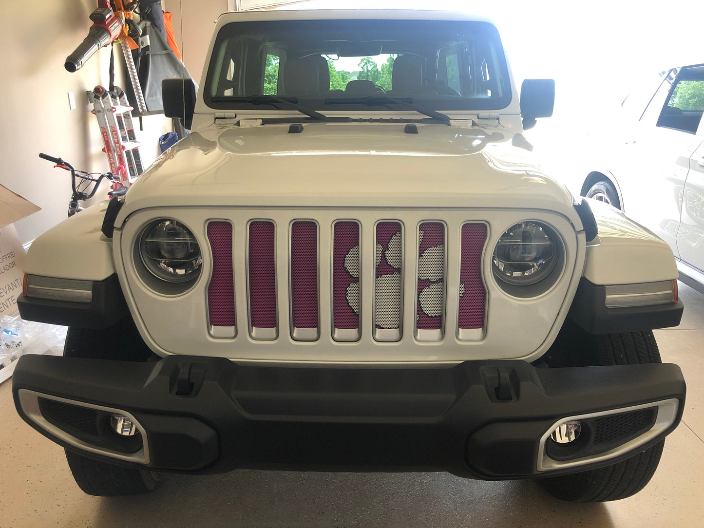 White Tiger Paw Hot Pink Grille Insert