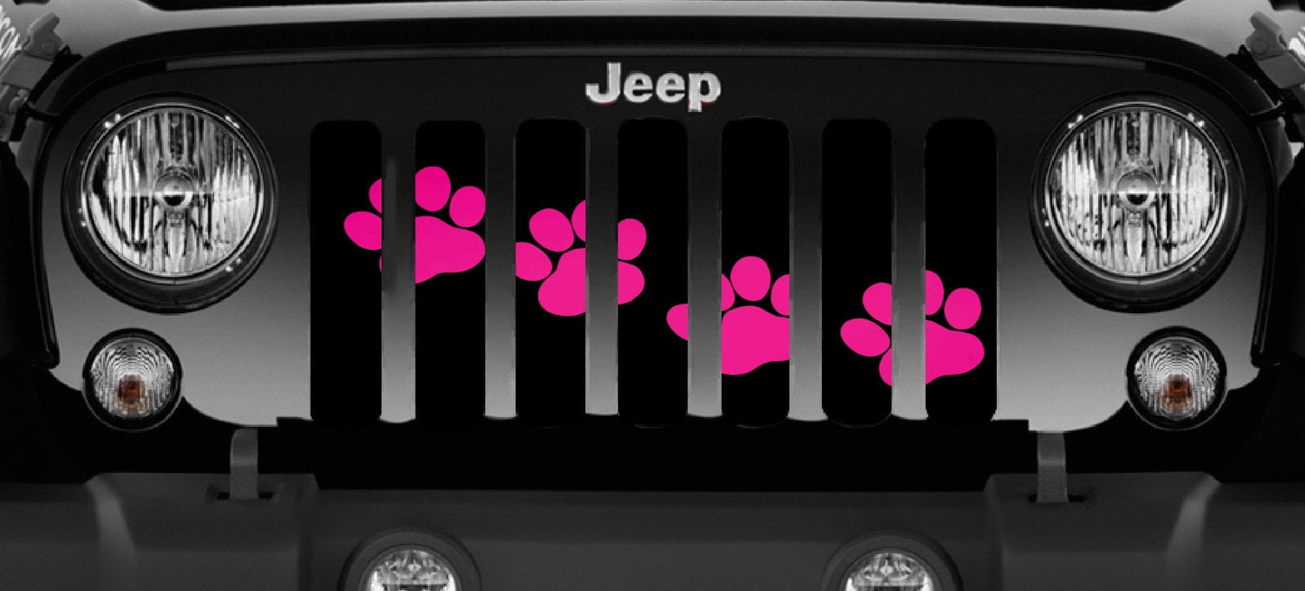 Platinum Puppy Paw Prints - Pink Diagonal Grille Insert