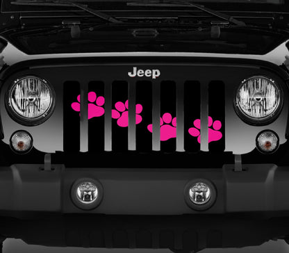 Puppy Paw Prints Pink Diagonal Grille Insert