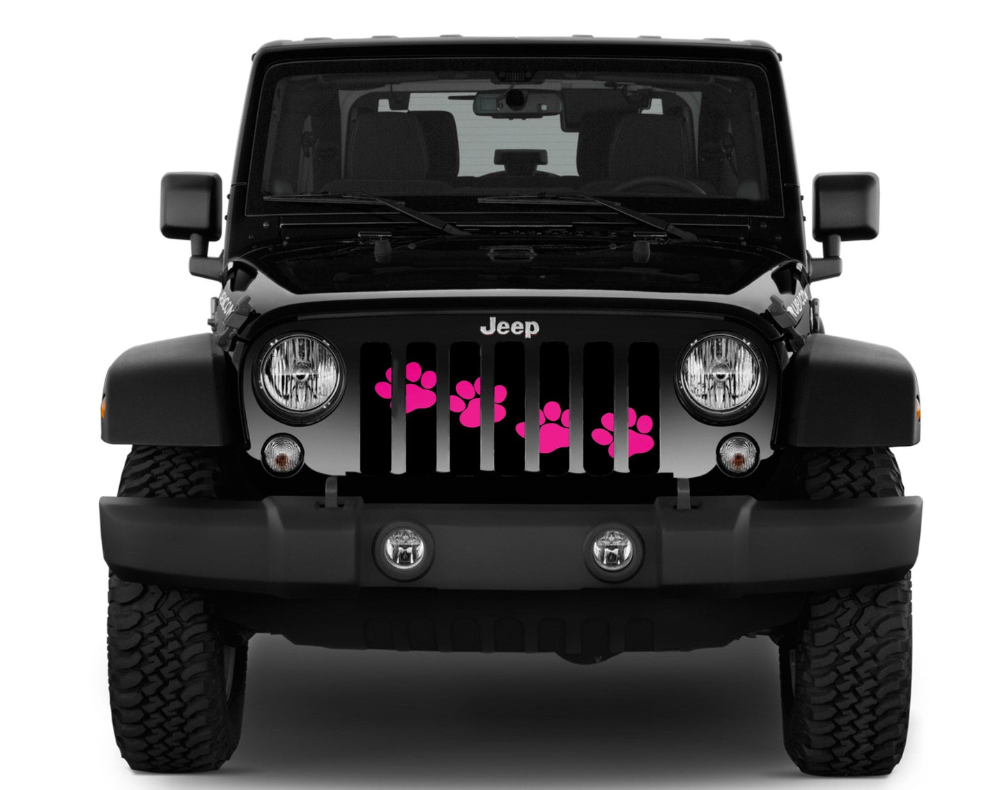 Platinum Puppy Paw Prints - Pink Diagonal Grille Insert