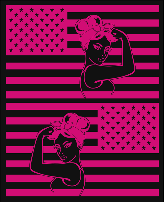 Flag and Powerful Woman Rear Window Full Coverage Decal
