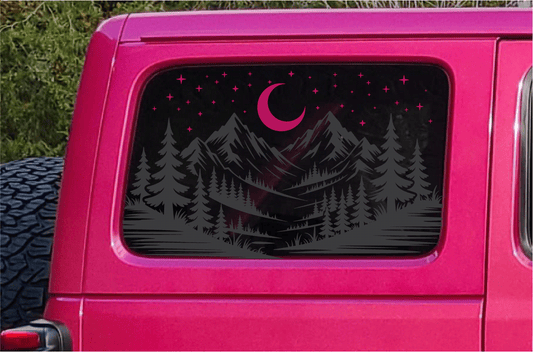 Pink and Matte Black Mountain Scene