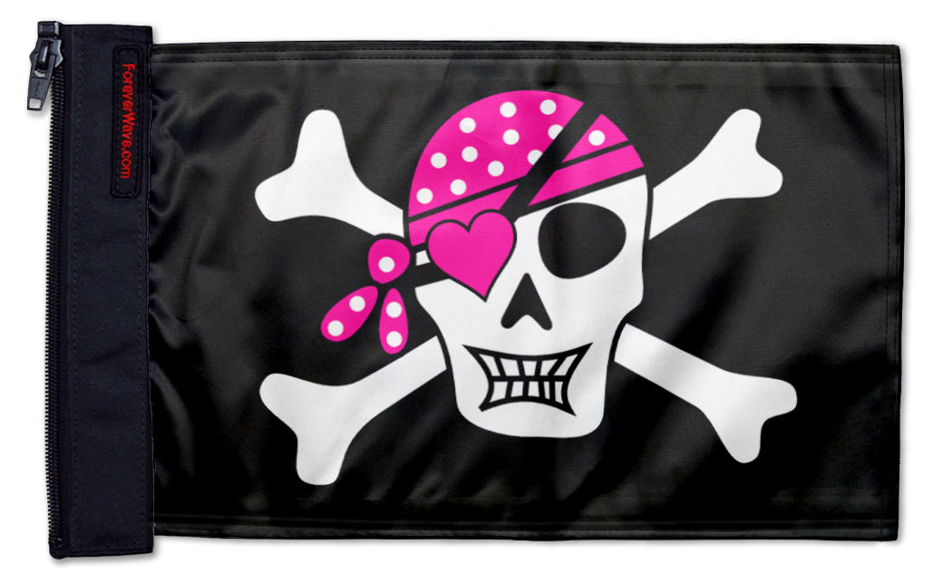 Pink Pirate 12"x18" Forever Wave Flag for Jeep Wrangler JKU 4-Door 2007-2018
