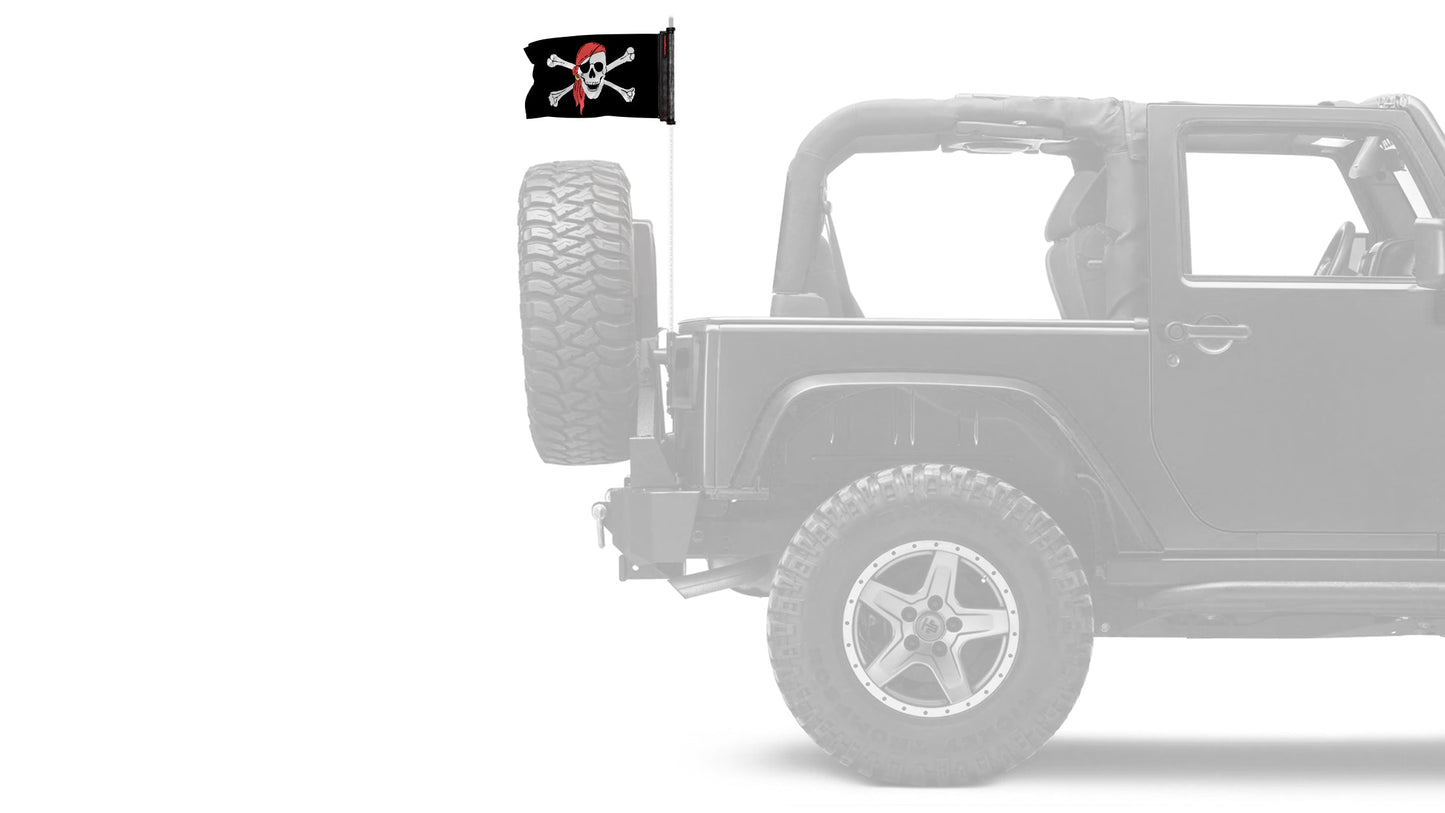 One Eyed Jack 12"x18" Forever Wave Flag for Jeep Wrangler JLU 4-Door 2018-Present
