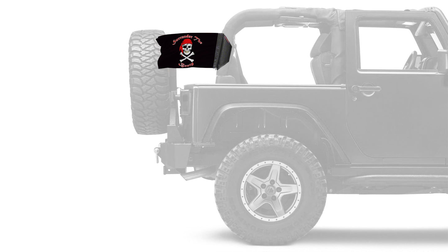 Surrender The Booty 12"x18" Forever Wave Flag for Jeep Wrangler JLU 4-Door 2018-Present
