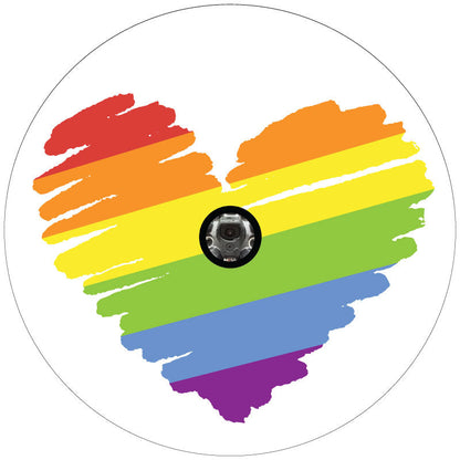 Rainbow Heart Pride Spare Tire Cover for Jeep, RV, Bronco, Camper, Trailer, Van, & More