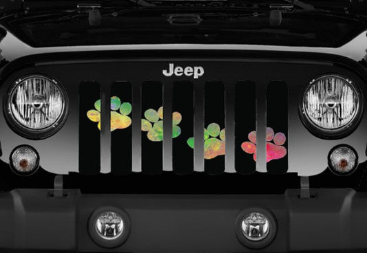 Puppy Paw Prints Abstract Diagonal Grille Insert