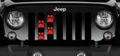 Puppy Paw Prints Red Grille Insert