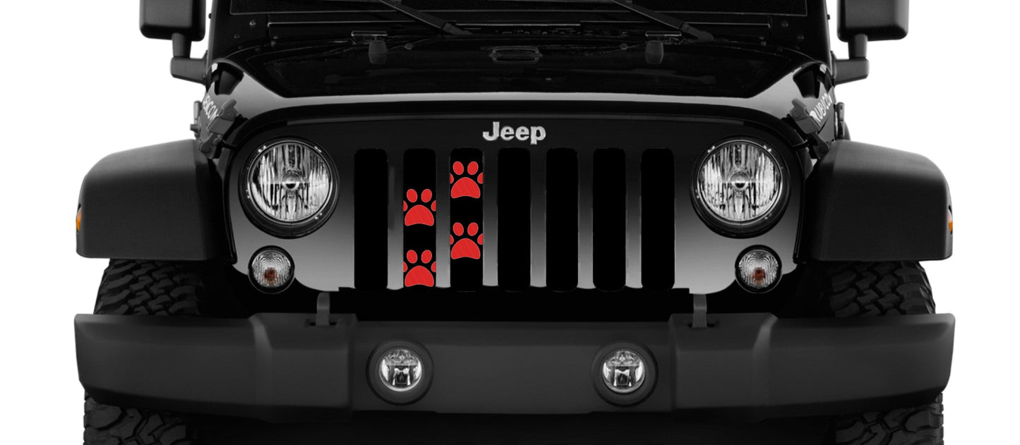 Puppy Paw Prints Red Grille Insert