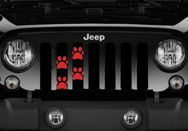 Puppy Paw Prints Red Grille Insert