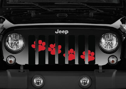 Platinum Puppy Paw Prints - Rubicon Red Diagonal Grille Insert