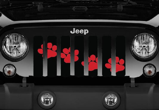 Platinum Puppy Paw Prints - Rubicon Red Diagonal Grille Insert