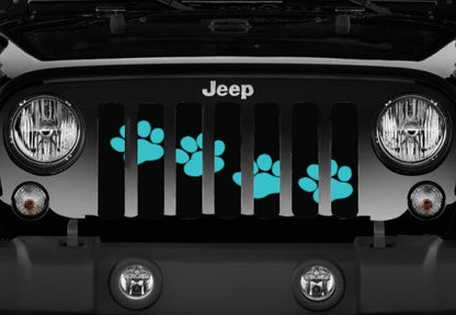 Puppy Paw Print Teal Diagonal Grille Insert