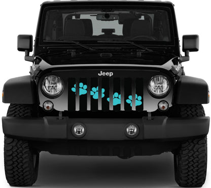 Puppy Paw Print Teal Diagonal Grille Insert