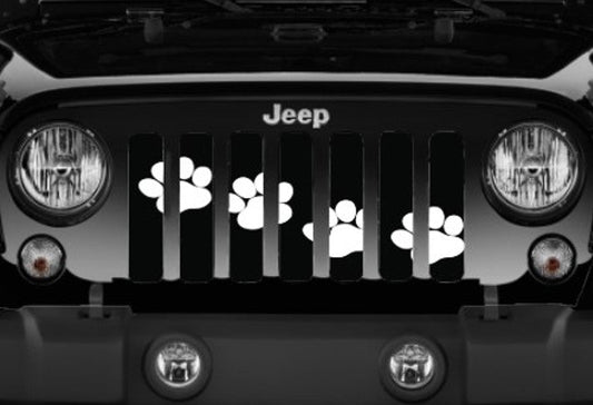 Puppy Paw Prints White Diagonal Grille Insert