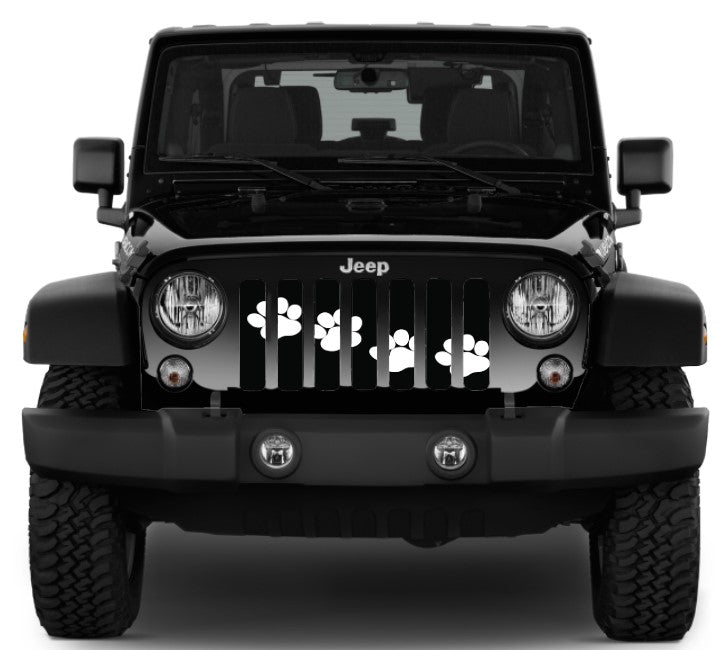 Platinum Puppy Paw Prints - White Diagonal Grille Insert