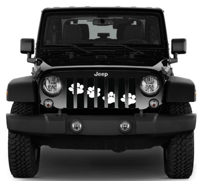 Platinum Puppy Paw Prints - White Diagonal Grille Insert