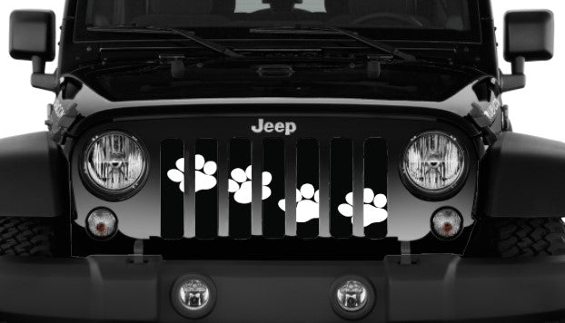 Puppy Paw Prints White Diagonal Grille Insert