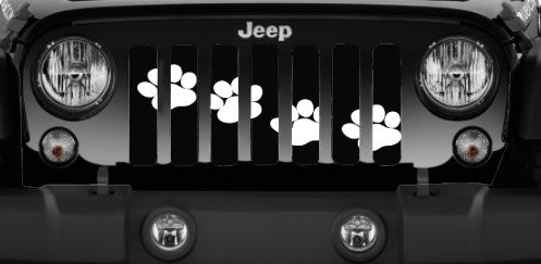 Platinum Puppy Paw Prints - White Diagonal Grille Insert