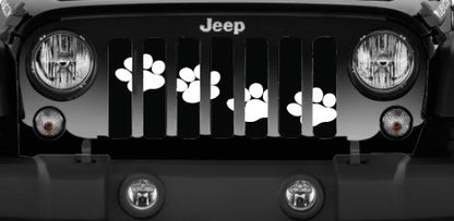 Platinum Puppy Paw Prints - White Diagonal Grille Insert
