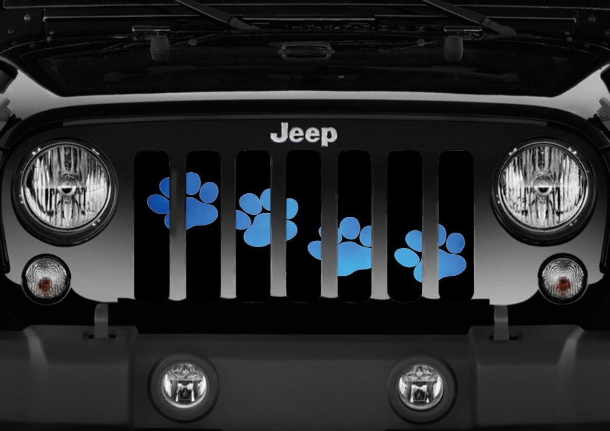 Puppy Paw Print Blue Diagonal Grille Insert