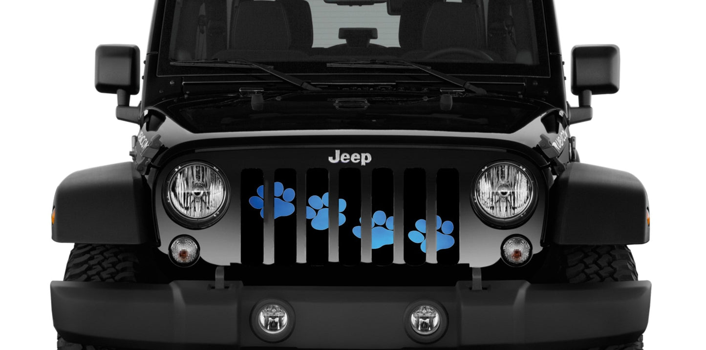 Puppy Paw Print Blue Diagonal Grille Insert