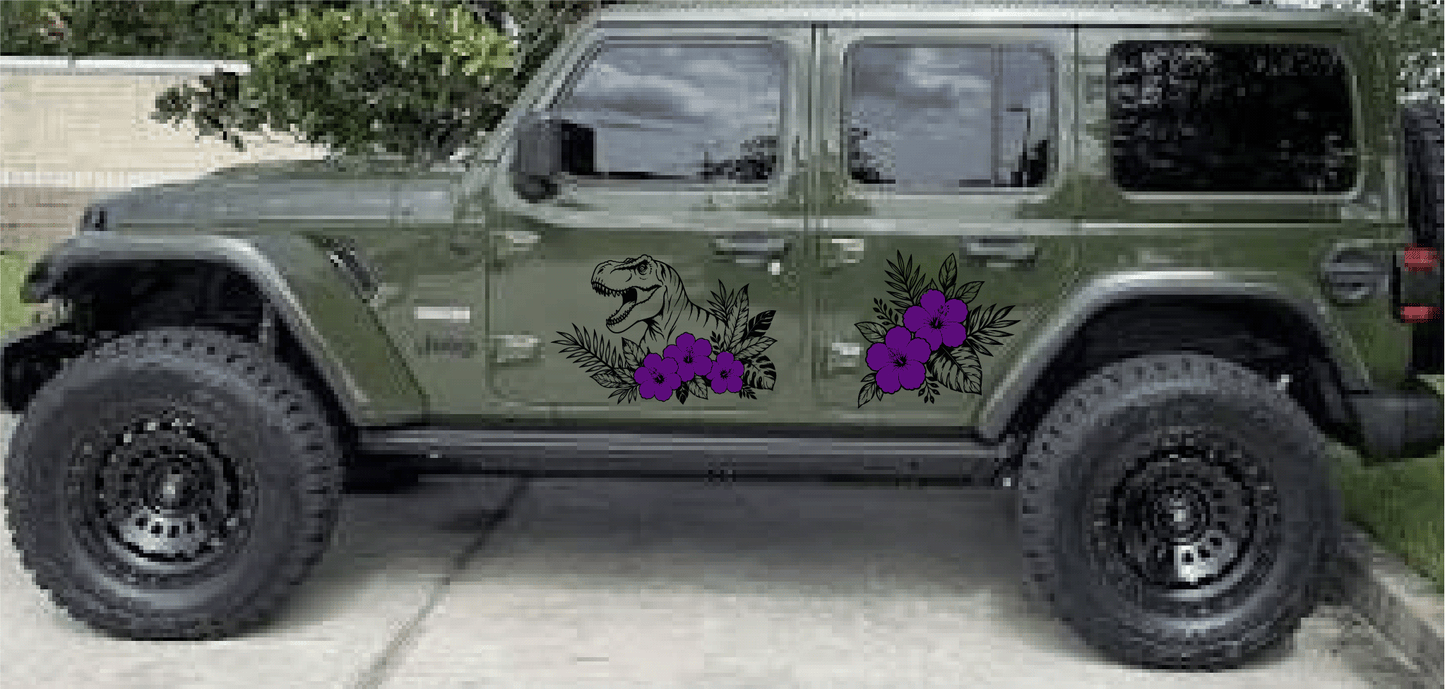 Floral T Rex Custom Side Pieces - Pair