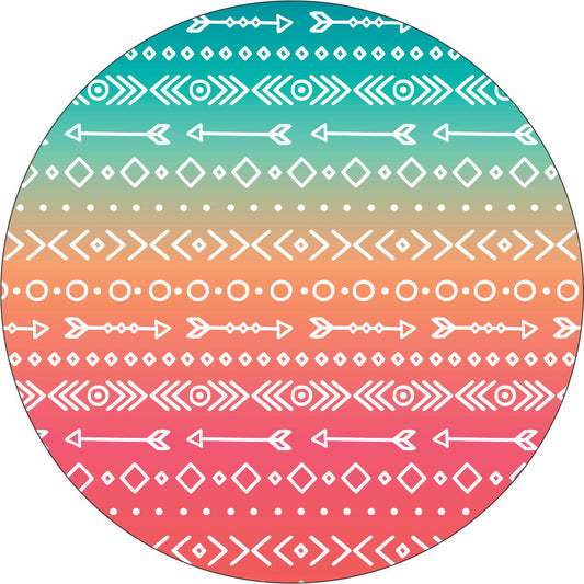 Aztec & Arrow Print on Pastel Ombré Spare Tire Cover for Jeep, Bronco, RV, Camper & More