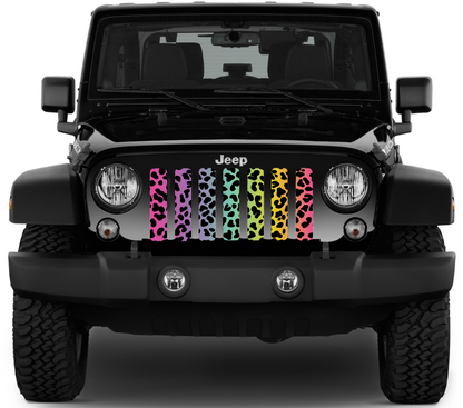 Platinum Rainbow Cheetah Print Grille Insert