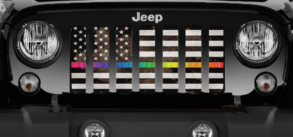 Rainbow Grunge American Flag Grille Insert