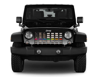 Rainbow Grunge American Flag Grille Insert