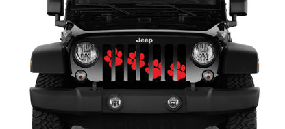 Puppy Paw Prints Red Diagonal Grille Insert