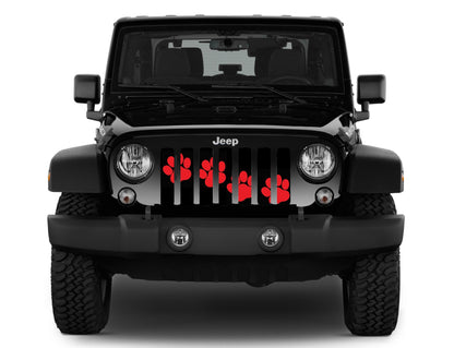 Puppy Paw Prints Red Diagonal Grille Insert