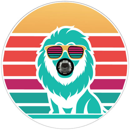 Retro Cool Lion in Sunglasses Spare Tire Cover for Jeep, Bronco, RV, Camper, Van