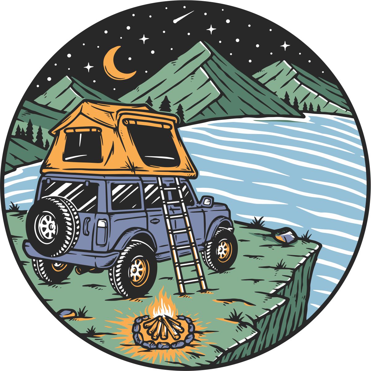 SUV Roof Top Camping Spare Tire Cover for Jeep, Bronco, RV, Camper, Trailer, and More
