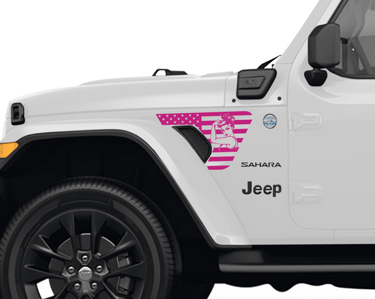 Fender Vent Decal - Rosie and Flag