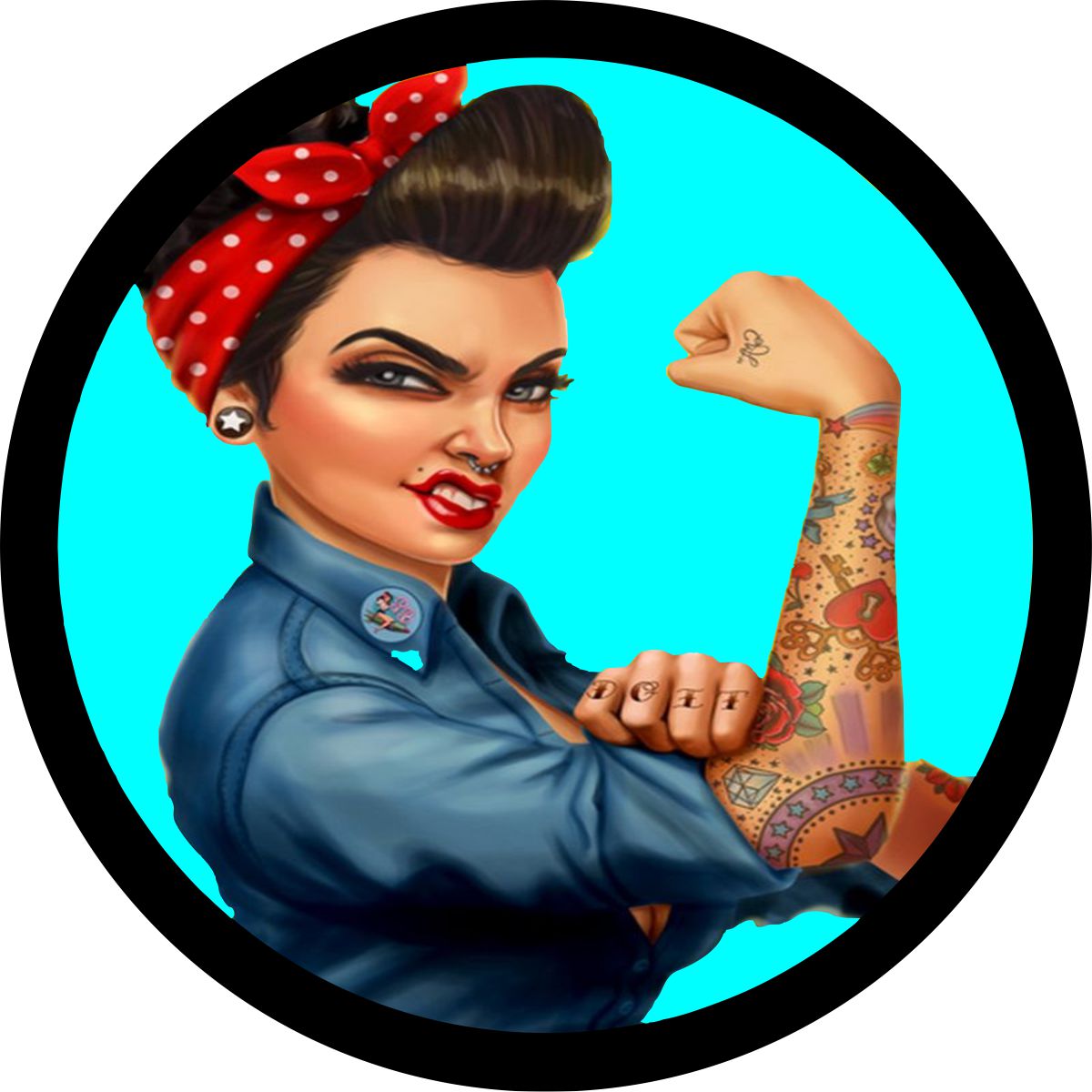 Rosie the Riveter Spare Tire Cover in Any Color | Made to Order Precision Fit