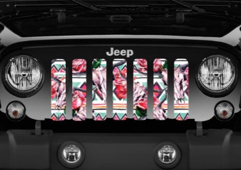 Aztec Cow Skulls Grille Insert