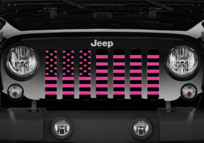 Black and Hot Pink American Flag Grille Insert