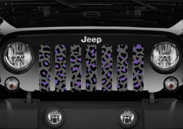 Gray and Purple Leopard Print Grille Insert