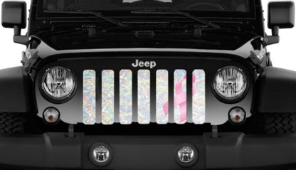 Iridescent White Pink Ribbon Grille Insert