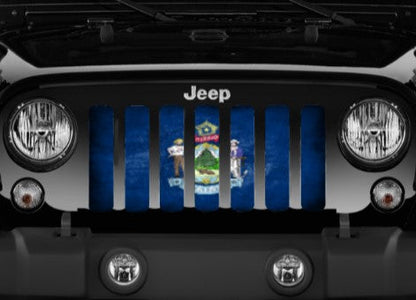 Maine Grunge State Flag Grille Insert