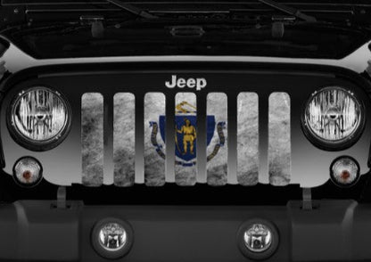 Massachusetts Grunge State Flag Grille Insert