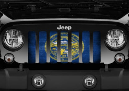 Nebraska Grunge State Flag Grille Insert