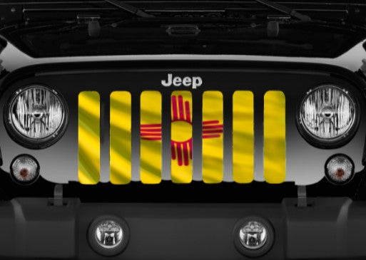 Waving New Mexico State Flag Grille Insert