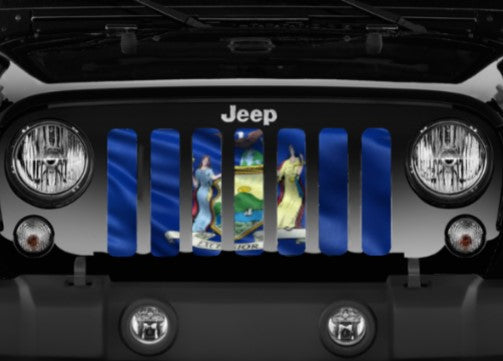 Waving New York State Flag Grille Insert