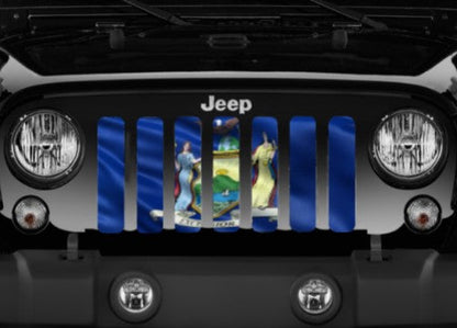 Waving New York State Flag Grille Insert